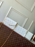 LV M28127 Louis Vuitton Pochette F¨¦licie Bag Milky White/Blue