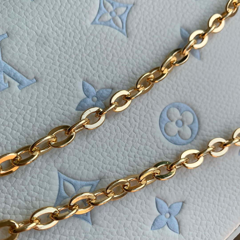 LV M28127 Louis Vuitton Pochette F¨¦licie Bag Milky White/Blue