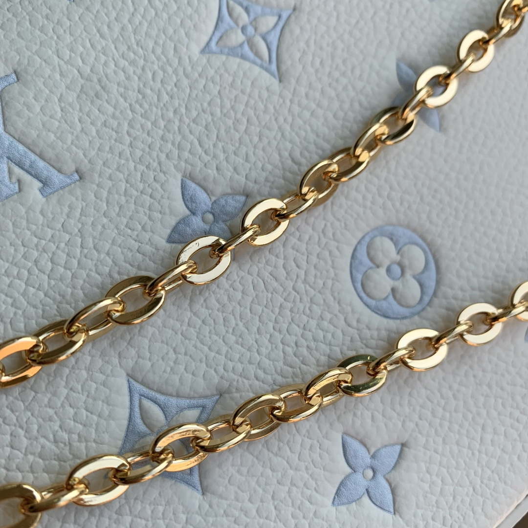 LV M28127 Louis Vuitton Pochette F¨¦licie Bag Milky White/Blue