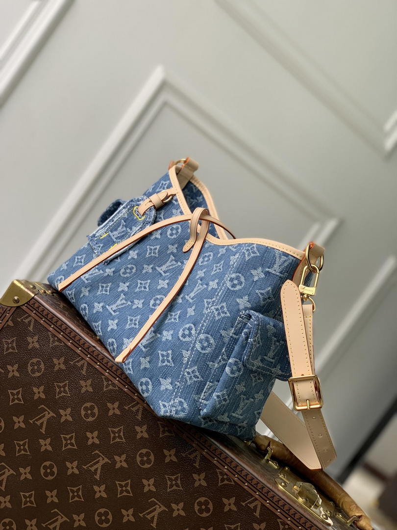 LV LV M28287 Louis Vuitton CarryAll Cargo PM Bag Blue Denim