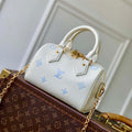 LV M28314 Louis Vuitton Speedy Bandouliere 20 Bag Milky White/Blue