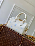 LV M28314 Louis Vuitton Speedy Bandouliere 20 Bag Milky White/Blue