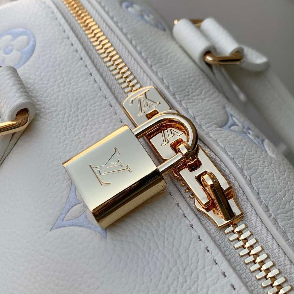 LV M28314 Louis Vuitton Speedy Bandouliere 20 Bag Milky White/Blue