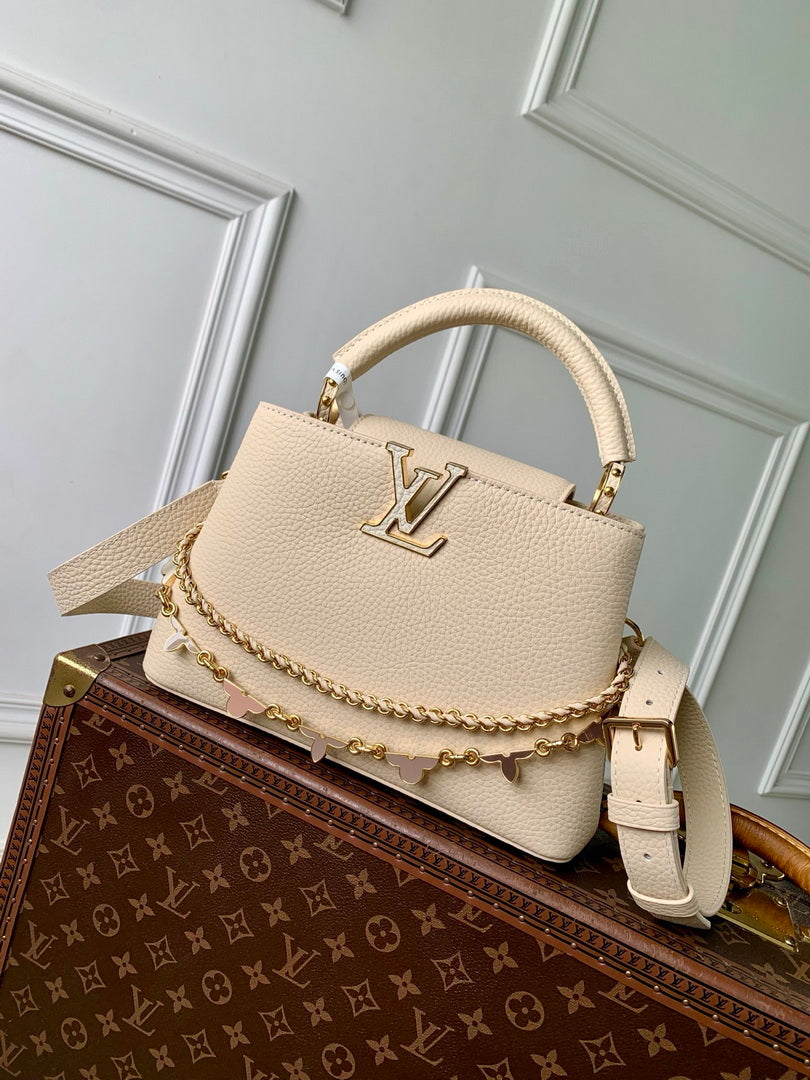 LV M29608 Louis Vuitton Capucines BB Bag Taurillon Leather Beige
