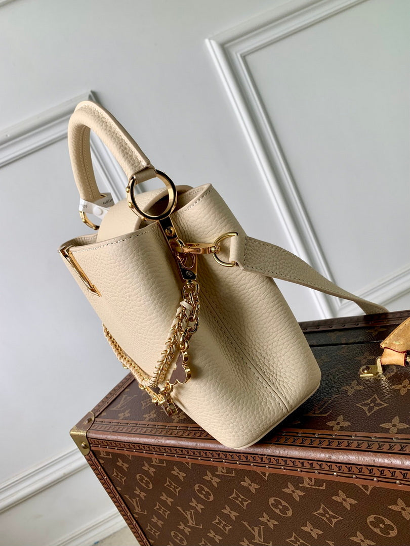 LV M29608 Louis Vuitton Capucines BB Bag Taurillon Leather Beige