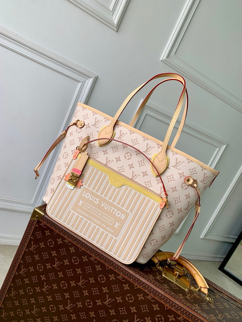 LV M2A095 Louis Vuitton Neverfull Inside Out MM Bag Monogram Dune