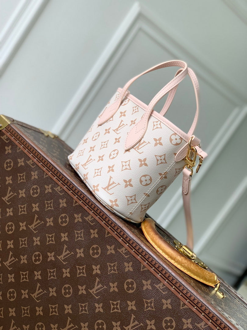 LV M2A466 Louis Vuitton Neverfull Inside Out BB Bag Monogram Dune / Pink