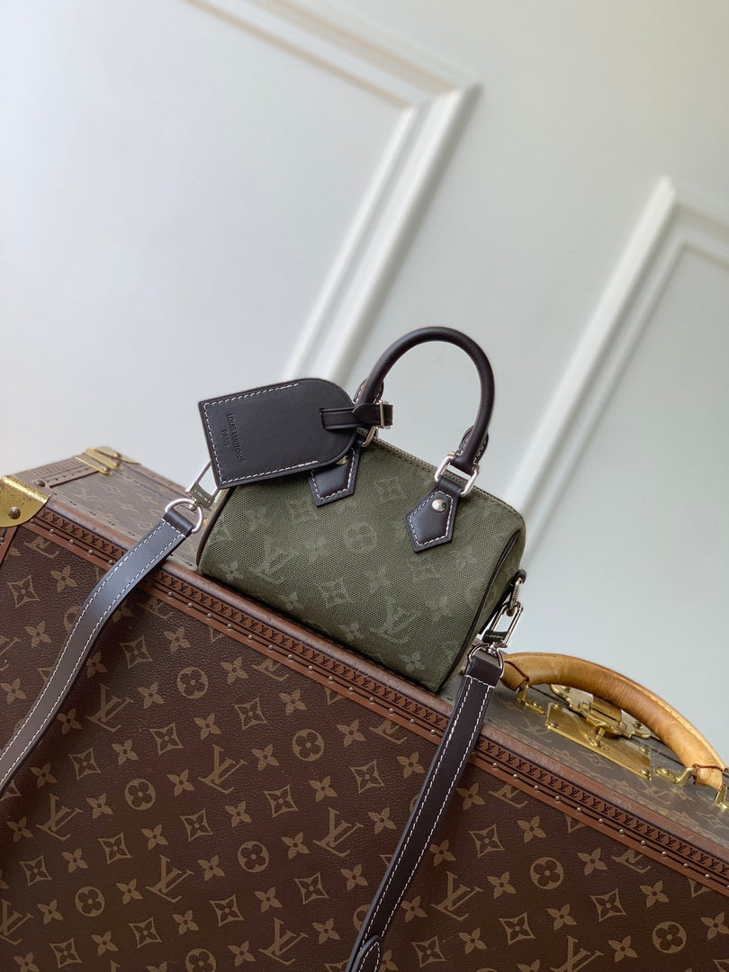 LV M2A609 Louis Vuitton Speedy 18 Bandoulière Bag Khaki Green