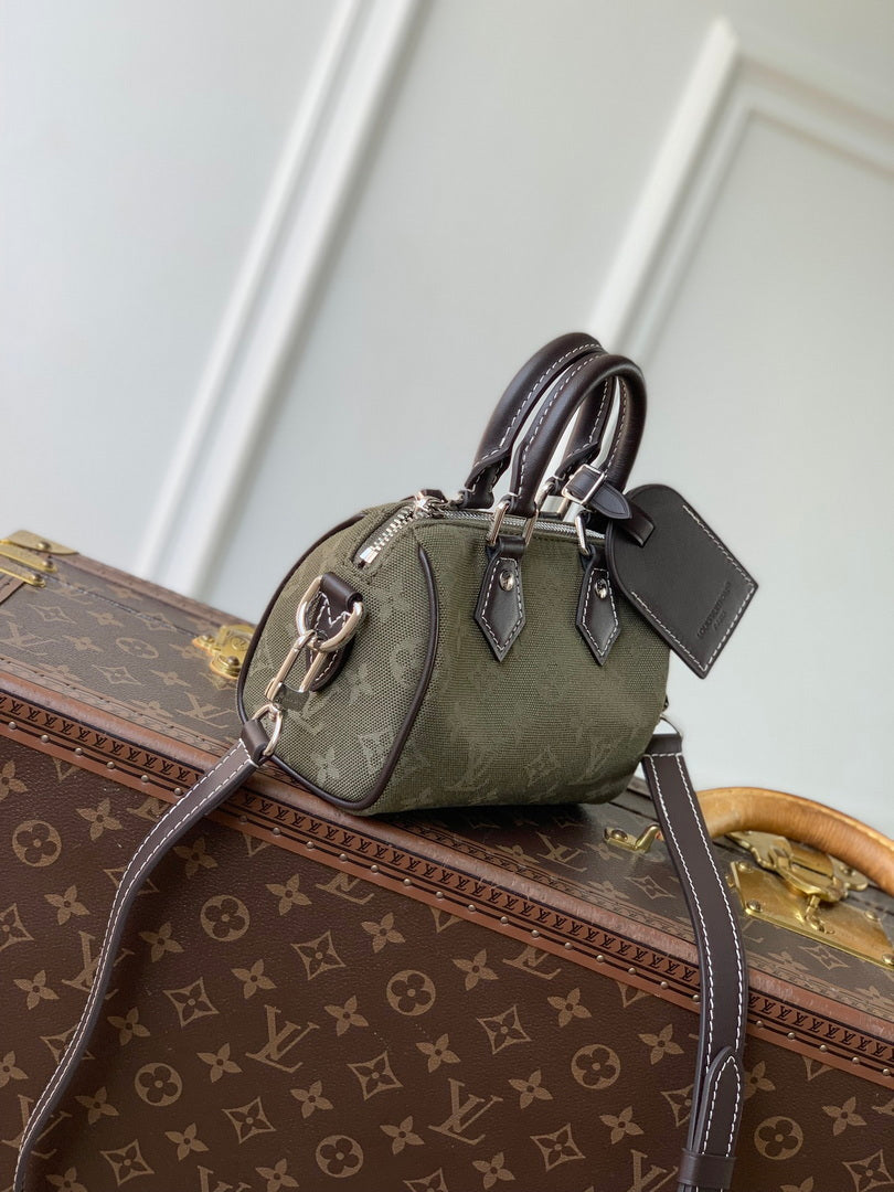LV M2A609 Louis Vuitton Speedy 18 Bandoulière Bag Khaki Green