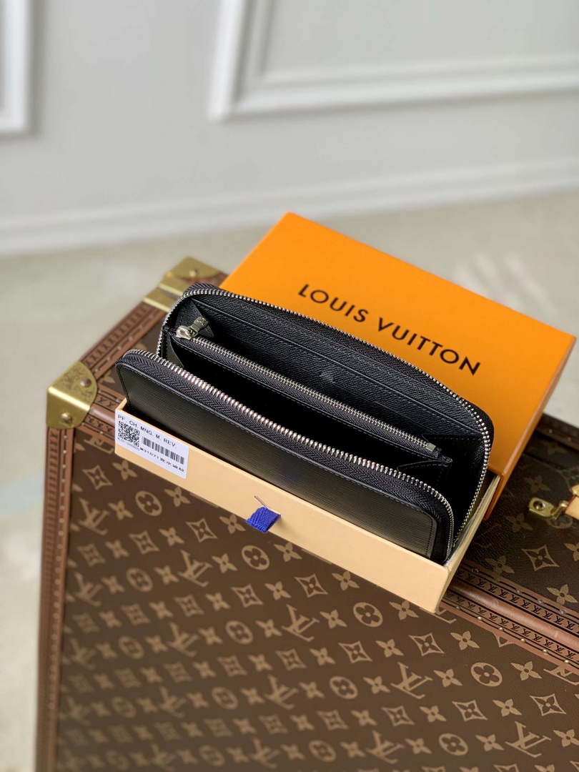 LV M31071 Louis Vuitton Zippy Wallet Black EPI