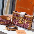 LV M40273 Louis Vuitton Petite Malle Bag Mini Monogram Jacquard Red - luxibagsmall