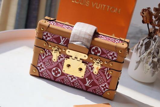 LV M40273 Louis Vuitton Petite Malle Bag Mini Monogram Jacquard Red - luxibagsmall
