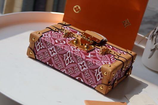 LV M40273 Louis Vuitton Petite Malle Bag Mini Monogram Jacquard Red - luxibagsmall