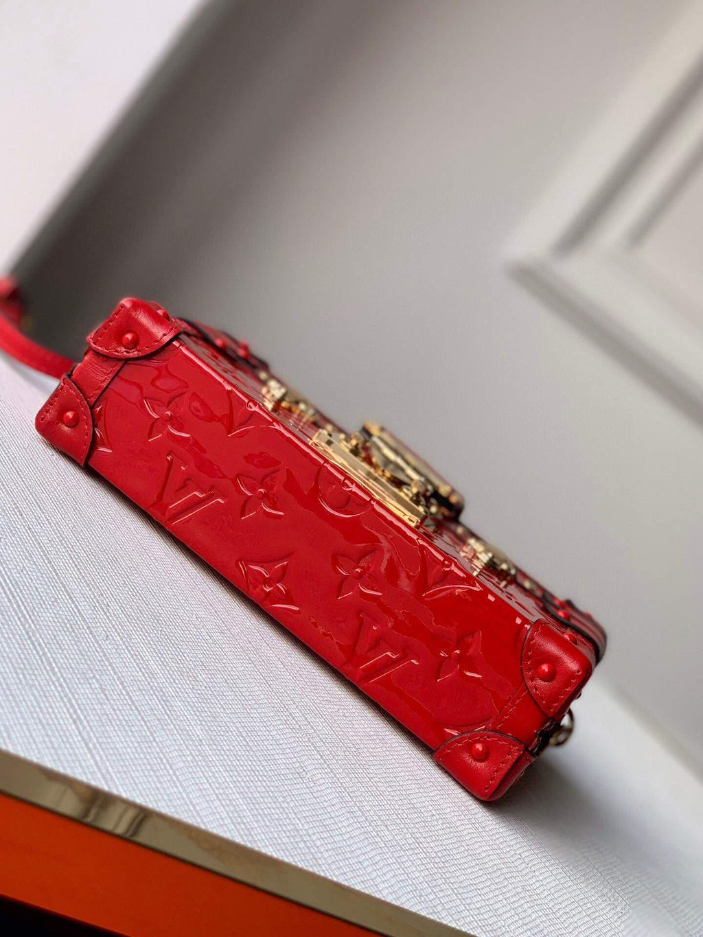 LV M40273 Louis Vuitton Petite Malle Leather M54180 Red - Voguebags