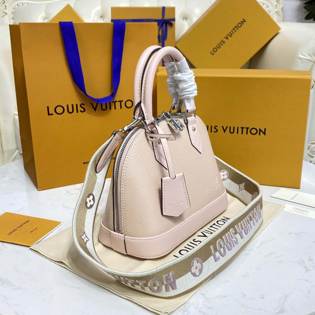 LV Louis Vuitton Alma BB Epi Handbag M40302 Nude with beige and Gray - Default Title - View 3