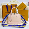 LV M40302 Louis Vuitton Alma BB Epi Handbag Nude with blue - Default Title - View 1