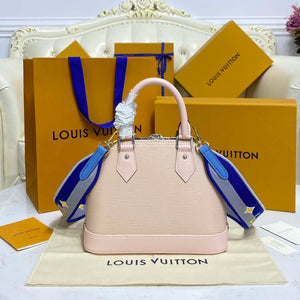 LV M40302 Louis Vuitton Alma BB Epi Handbag Nude with blue - Default Title - View 3