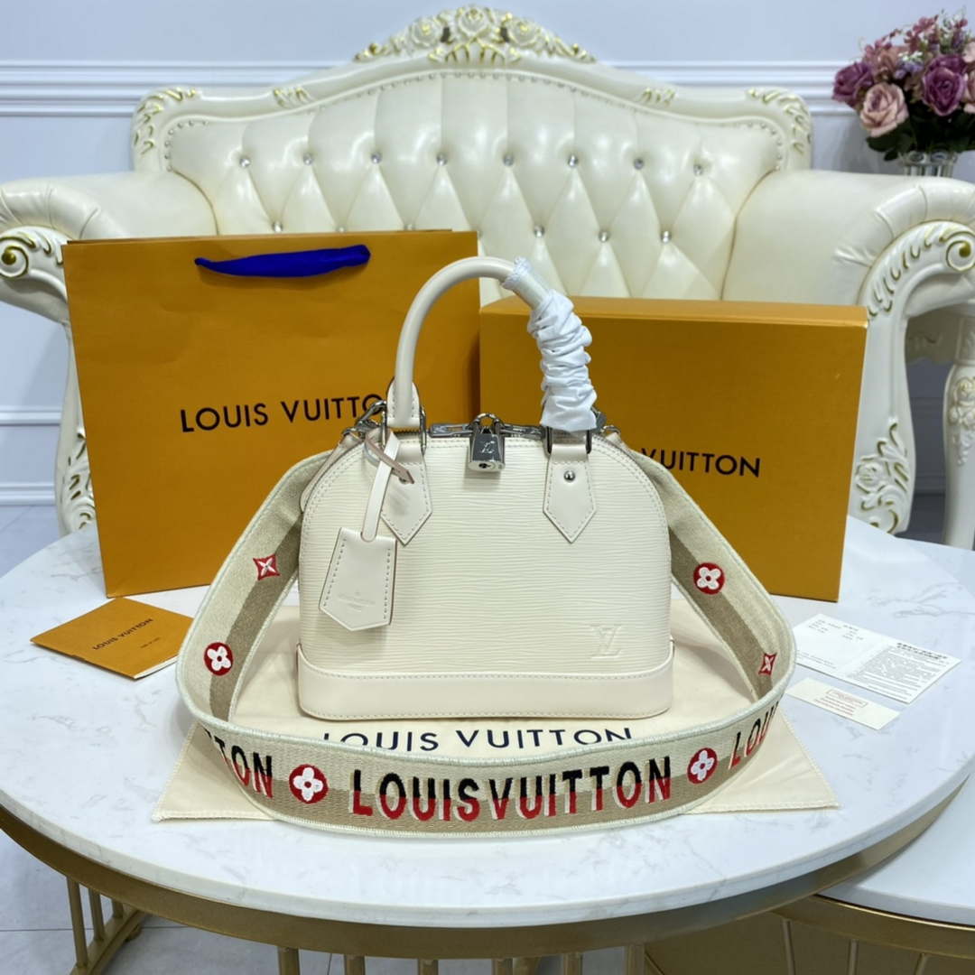 LV M40304 Louis Vuitton Alma BB Epi Handbag White - Default Title - View 1