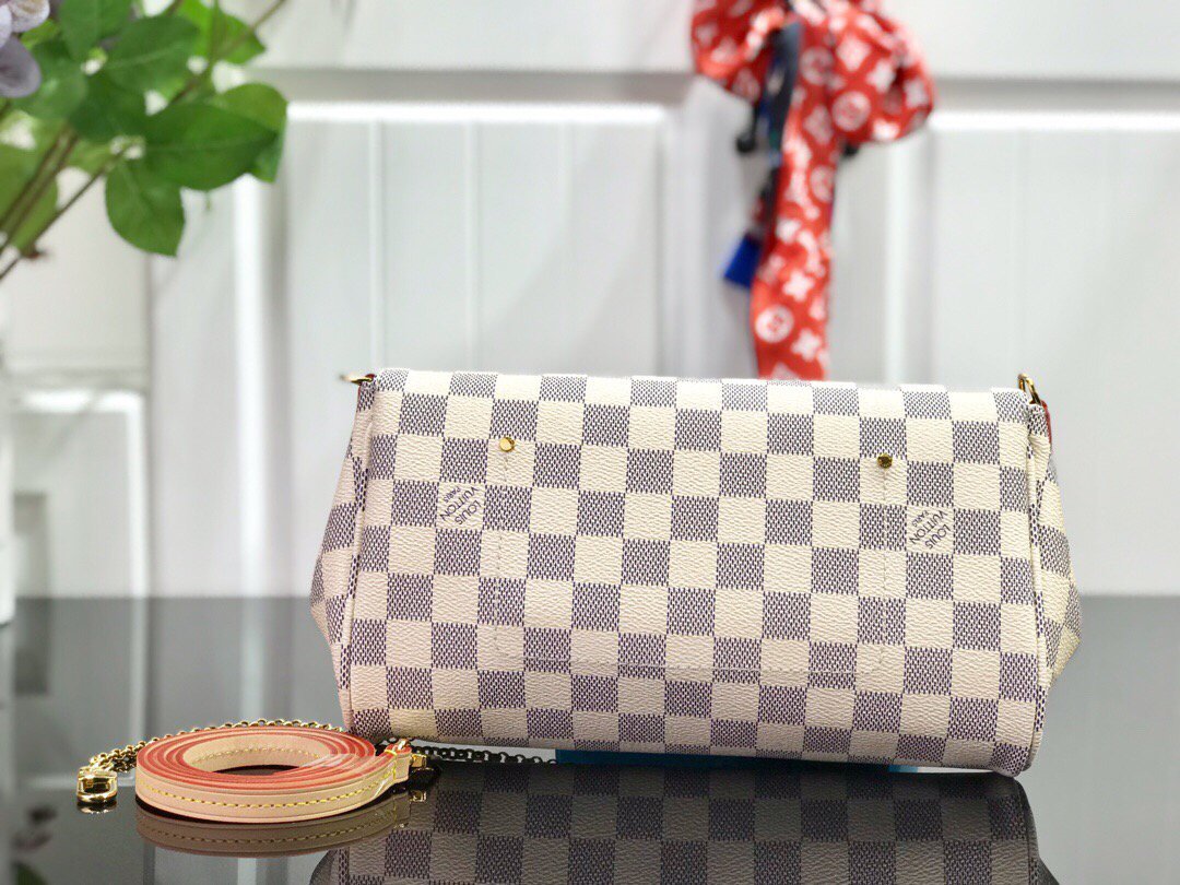LV M40718 Louis Vuitton Favorite Mm M40717 Handbag Damier Azur Canvas - luxibagsmall