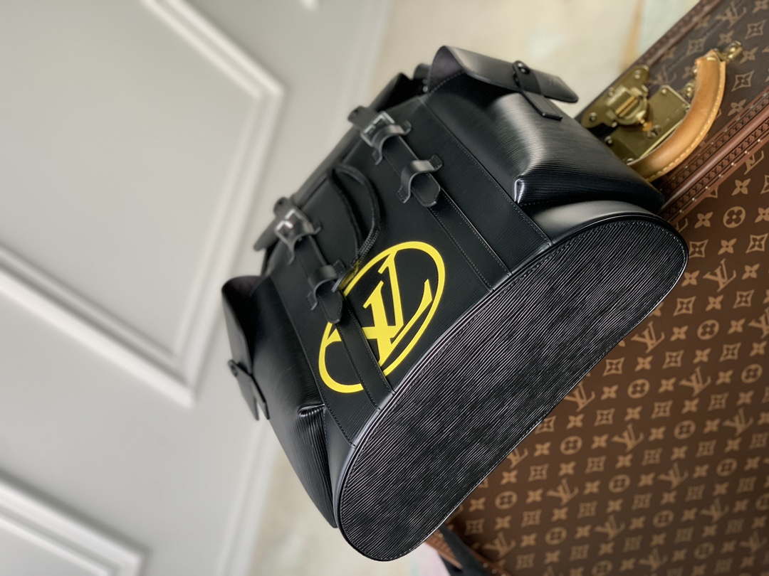 LV M41079 Louis Vuitton Christopher MM Epi Black With Yellow Logo - Default Title - View 4
