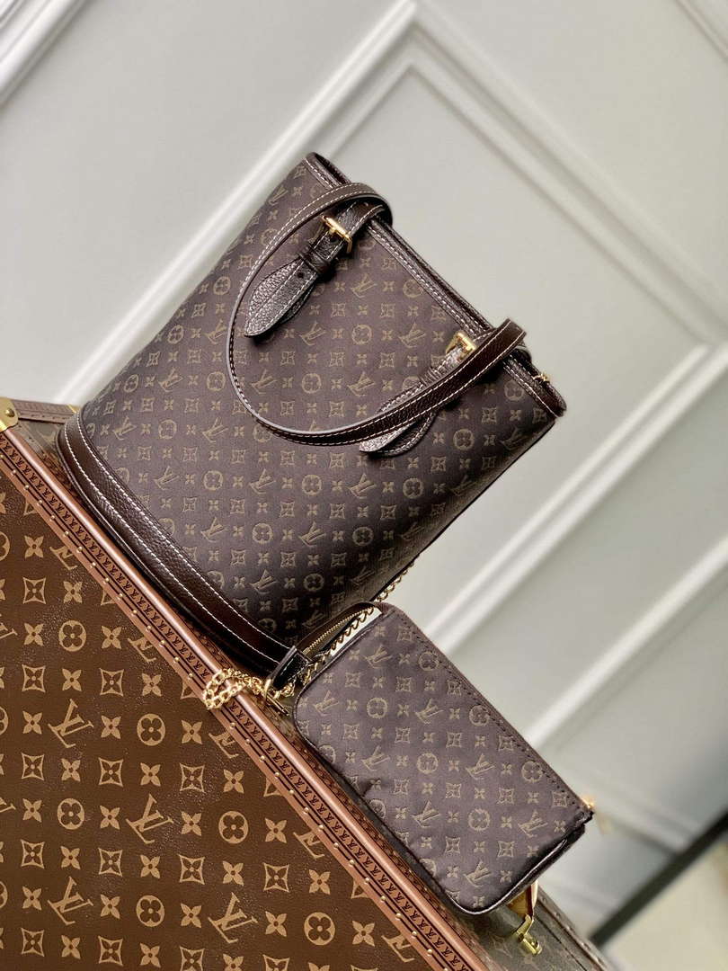 LV M42238 Louis Vuitton Bucket PM Tote Bag Brown - Default Title - View 1