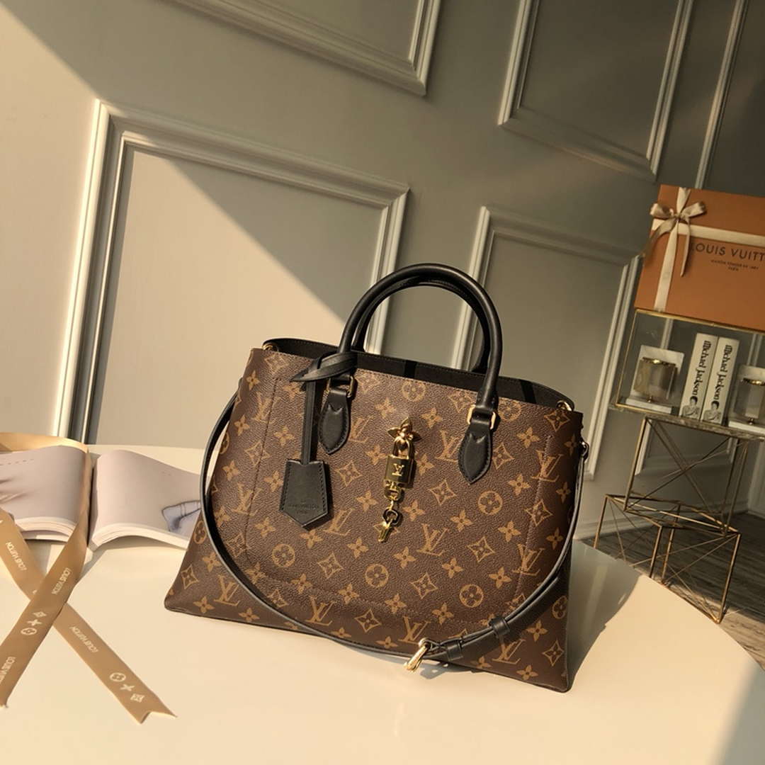 LV M43550 Louis Vuitton Flower Tote Monogram Black - Default Title - View 1