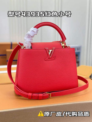 LV M43935 Louis Vuitton Capucines BB Handbag Taurillon Red - Default Title - View 1