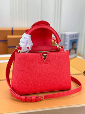 LV M43935 Louis Vuitton Capucines BB Handbag Taurillon Red - Default Title - View 3