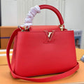 LV M43935 Louis Vuitton Capucines MM Taurillon Handbag Red - Default Title - View 1
