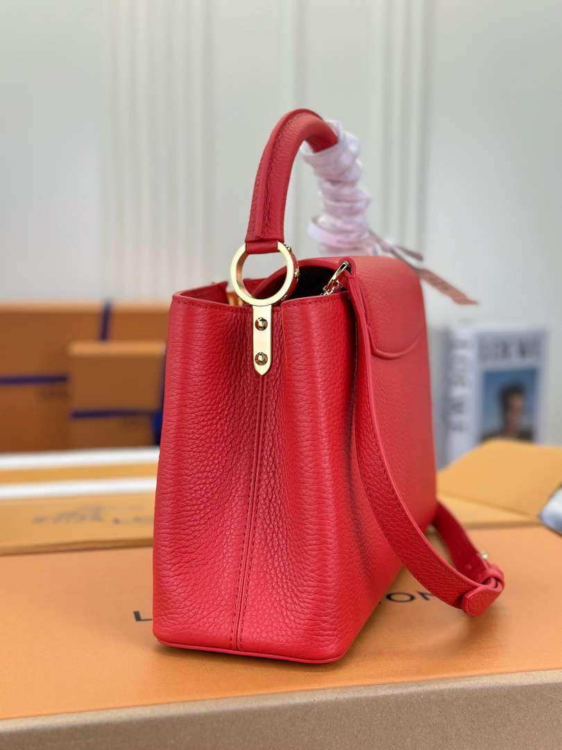 LV M43935 Louis Vuitton Capucines MM Taurillon Handbag Red - Default Title - View 5