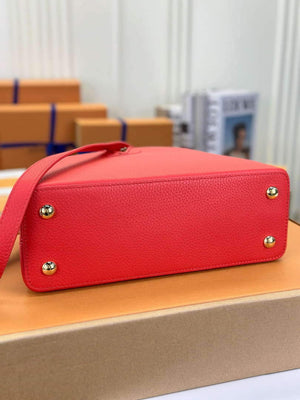 LV M43935 Louis Vuitton Capucines MM Taurillon Handbag Red - Default Title - View 7