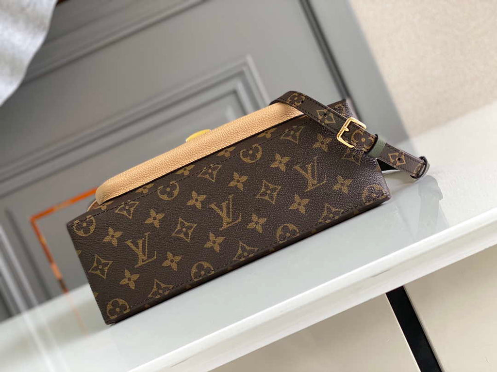 LV M44257 Louis Vuitton Marignan Messenger Top Handle Monogram M43960 Bag Apricot