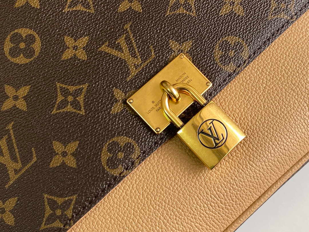 LV M44257 Louis Vuitton Marignan Messenger Top Handle Monogram M43960 Bag Apricot