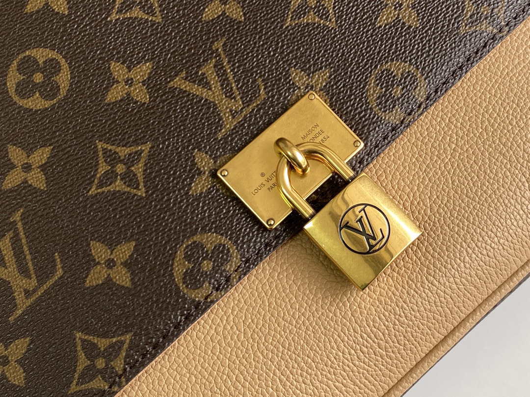 LV M44257 Louis Vuitton Marignan Messenger Top Handle Monogram M43960 Bag Apricot - Default Title - View 5