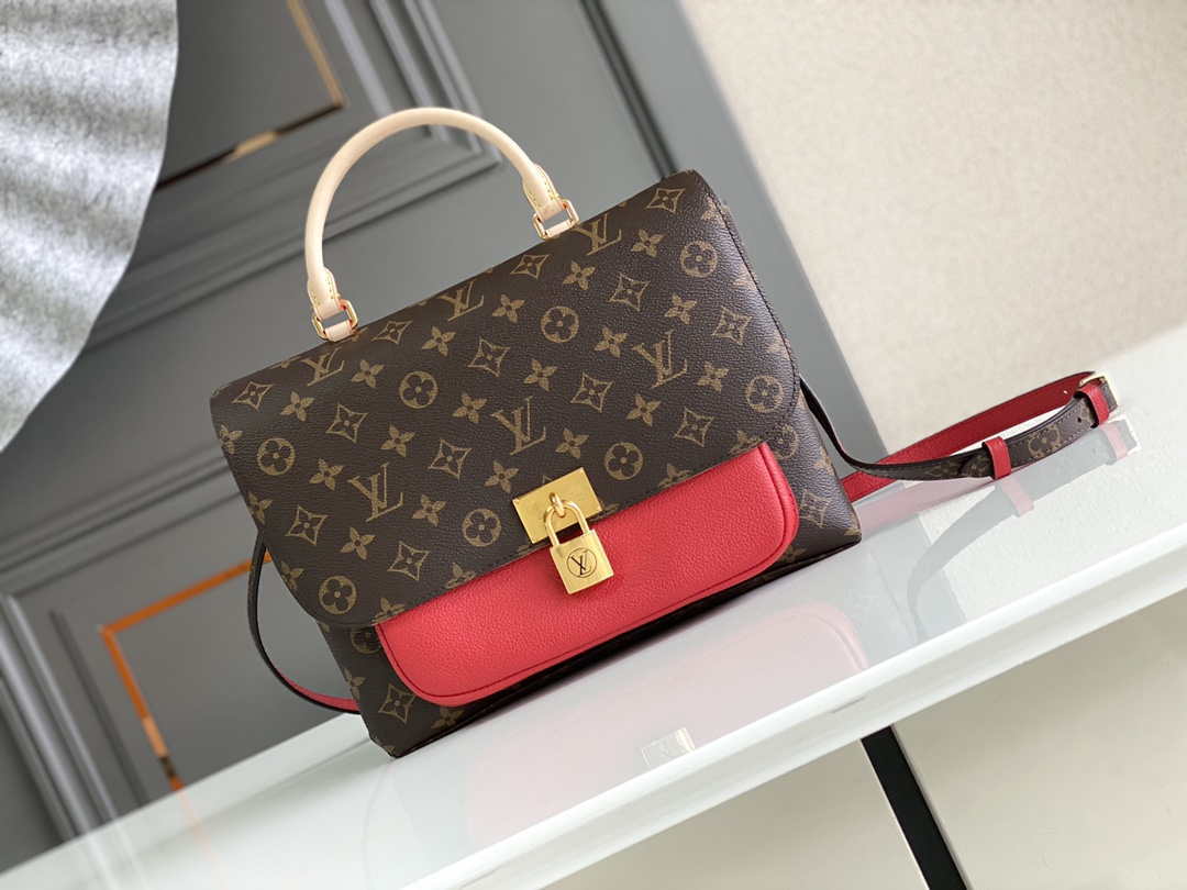 LV M44286 Louis Vuitton Marignan Messenger Top Handle M44259 Monogram Bag Red - Default Title - View 1