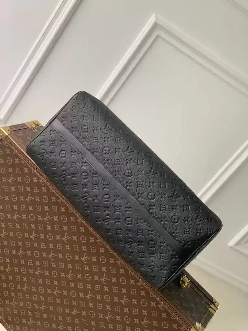 LV M44470 Louis Vuitton Keepall Bandouliere 50 Travel Bag Monogram taurillon leather Black
