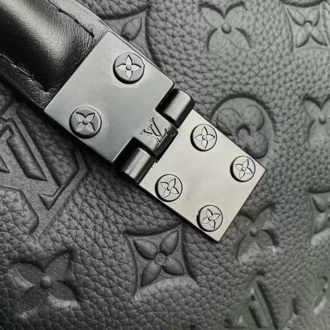 LV M44470 Louis Vuitton Keepall Bandouliere 50 Travel Bag Monogram taurillon leather Black