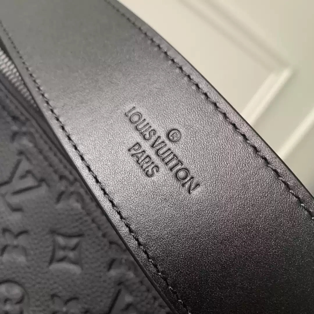 LV M44470 Louis Vuitton Keepall Bandouliere 50 Travel Bag Monogram taurillon leather Black