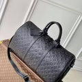 LV M44810 Louis Vuitton Keepall Bandouliere 50 Monogram shadow leather Black - Default Title - View 1