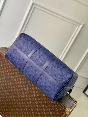 LV M44810 Louis Vuitton Keepall Bandouliere  50 Monogram shadow leather Navy Blue - Default Title - View 4