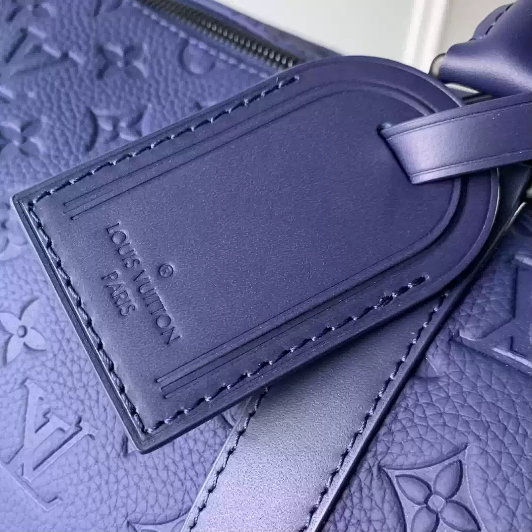 LV M44810 Louis Vuitton Keepall Bandouliere  50 Monogram shadow leather Navy Blue - Default Title - View 5
