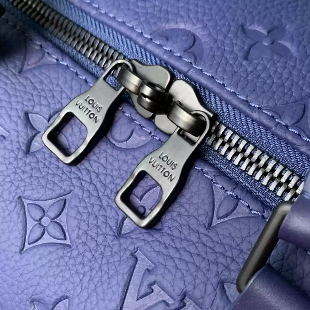 LV M44810 Louis Vuitton Keepall Bandouliere  50 Monogram shadow leather Navy Blue
