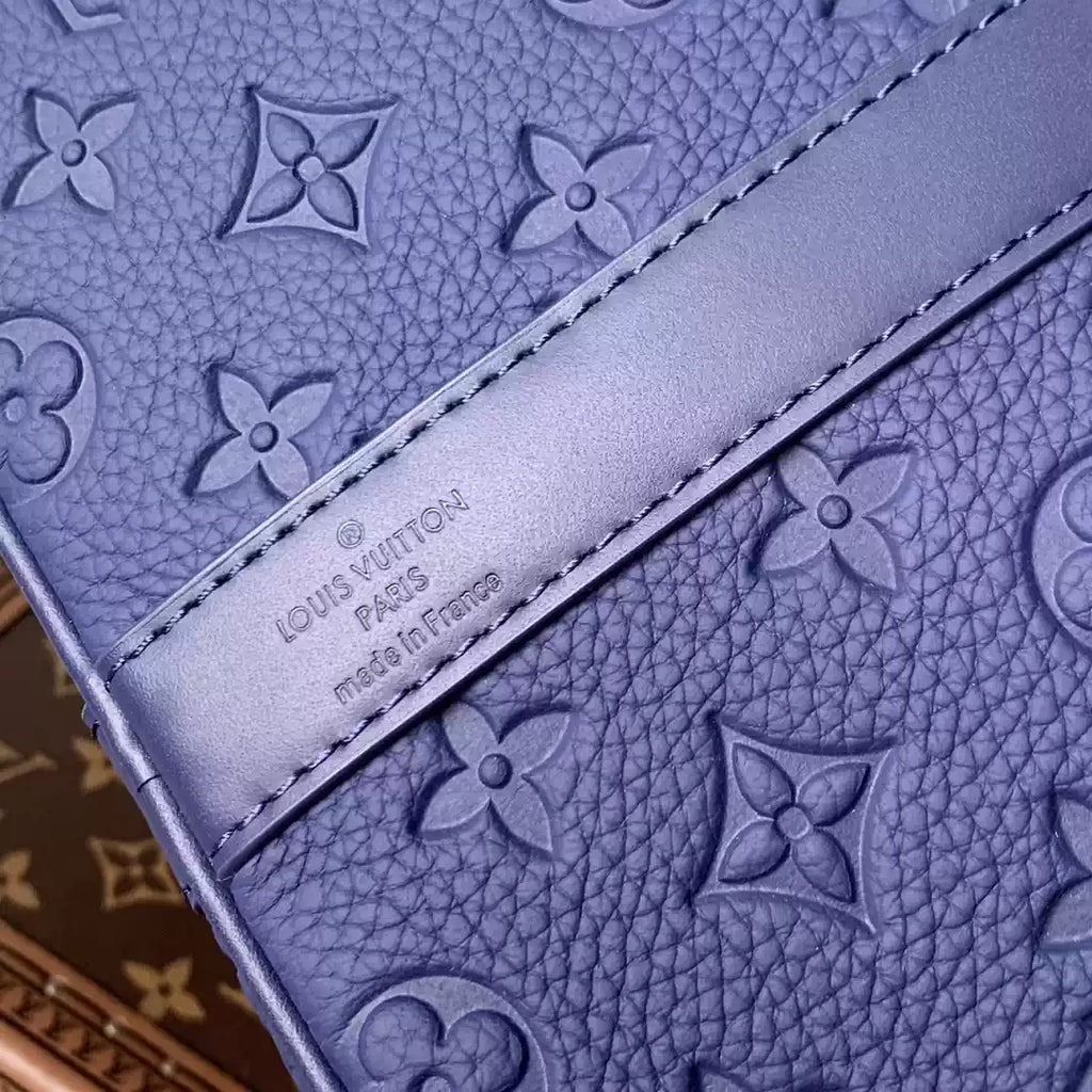 LV M44810 Louis Vuitton Keepall Bandouliere  50 Monogram shadow leather Navy Blue