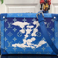 LV M45430 Louis Vuitton Petite Malle Soft Trunk Monogram Blue and White - Voguebags