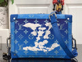 LV M45430 Louis Vuitton Petite Malle Soft Trunk Monogram Blue and White - Voguebags