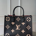 LV M45495 Louis Vuitton ONTHEGO MM Bag M45494 Black and Beige - luxibagsmall