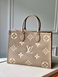 LV M45494 Louis Vuitton ONTHEGO MM Bag M45495 Cream and Beige - luxibagsmall