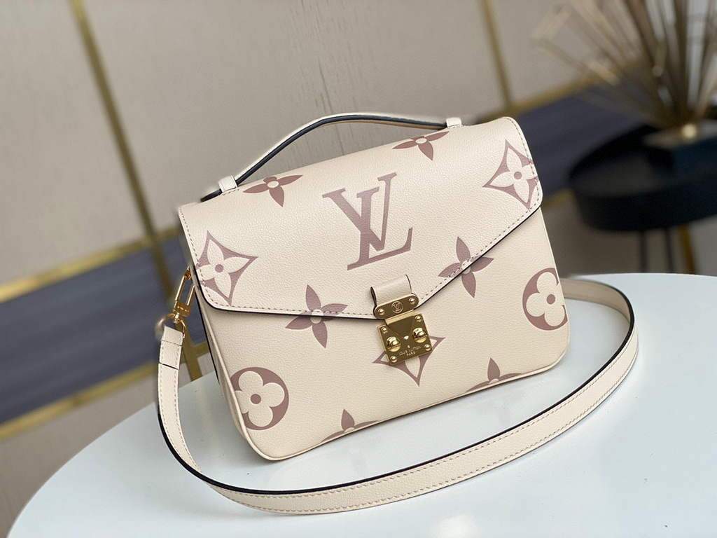 LV M45596 Louis Vuitton M45773 Pochette Metis Bag Cream and Rose Pink