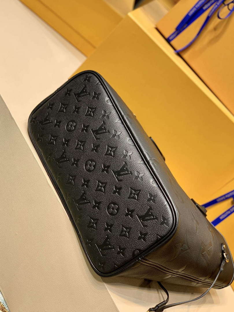 LV M45685 Louis Vuitton Neverfull MM Bag Monogram Empreinte Leather Black - Default Title - View 4