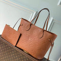 LV M45685 Louis Vuitton Neverfull MM Tote Bag Brown - Default Title - View 1